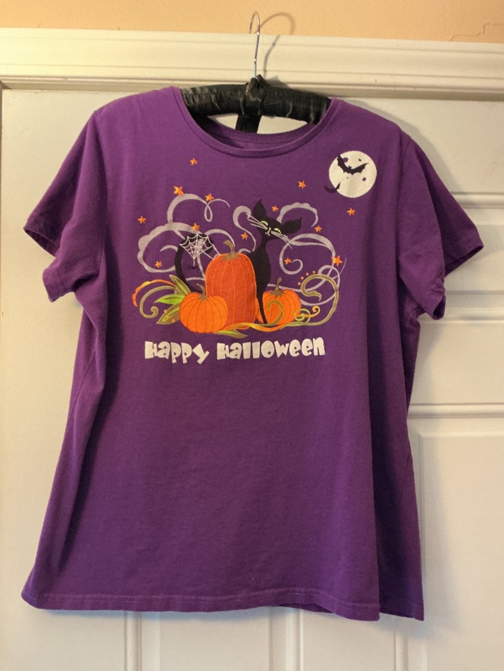 Happy Halloween Cat Pumpkin Bat T-Shirt Size 2XL (18/20)